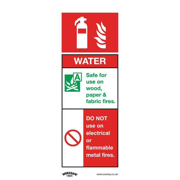 Water Fire Extinguisher Safety Sign - Self-Adhesive Vinyl