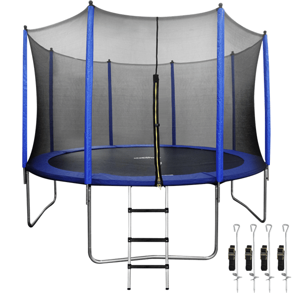 Heavy-Duty Outdoor Trampoline with Safety Enclosure Net, Anchors & Ladder 12ft