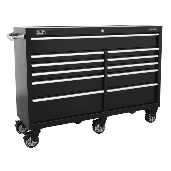 Heavy-Duty Extra-Wide Rollcab 11 Drawer 1430mm - Black