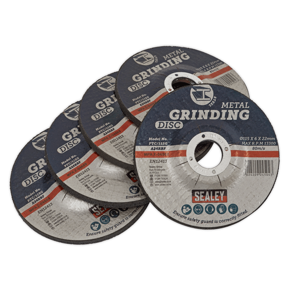 115 x 6mm Grinding Disc 22mm Bore - Pack of 5