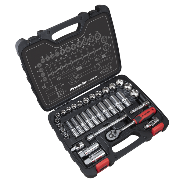 Lock-On(TM) Socket Set 3/8"Sq Drive 34pc