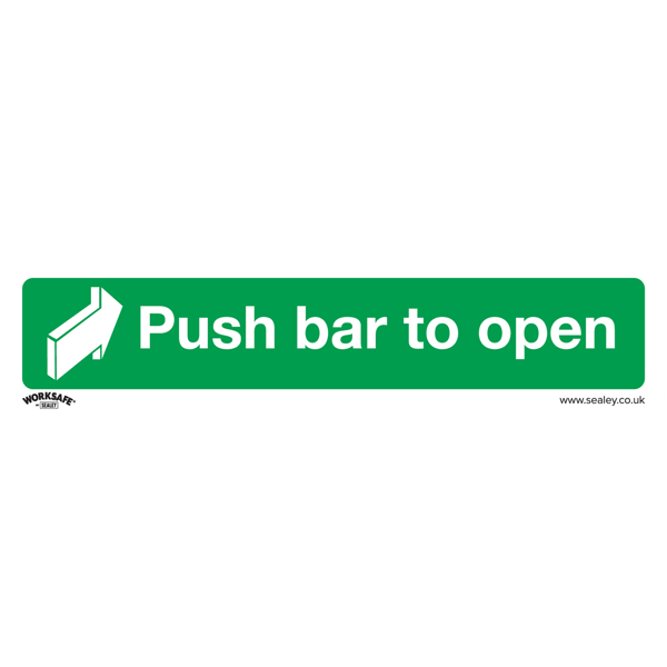 Push Bar To Open Safety Sign - Self-Adhesive Vinyl