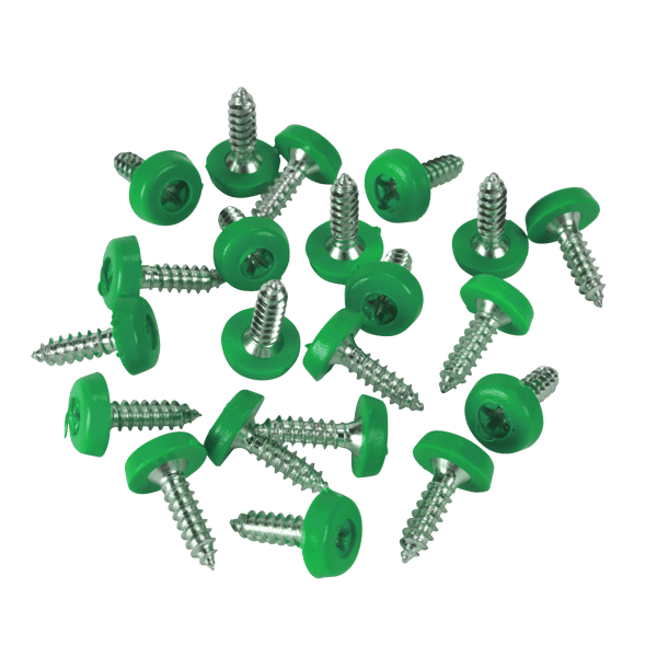 Numberplate Screws 4.8 x 18mm, Green - Pack of 50