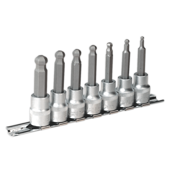 Ball-End Hex Socket Bit Set 3/8"Sq Drive 7pc
