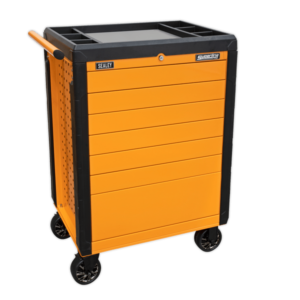 Superline PRO(R) Push-To-Open Rollcab 7 Drawer - Orange