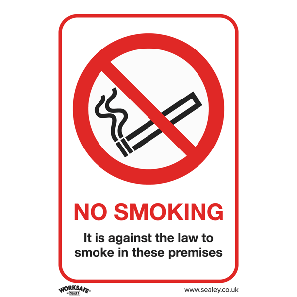 No Smoking On Premises Safety Sign - Self-Adhesive Vinyl