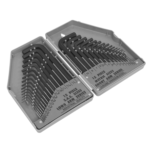Siegen Metric/Imperial Long/Short-Arm Hex Key Set 30pc