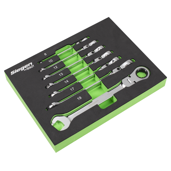 Flexi-Head Combination Ratchet Spanner Set 7pc