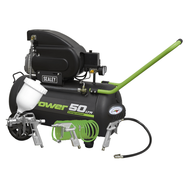 50L Direct Drive Air Compressor 2hp with 4pc Air Accessory Kit