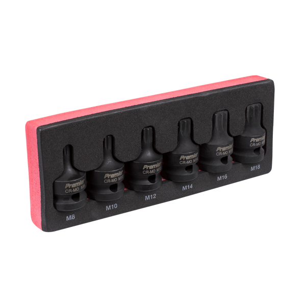 Spline Impact Socket Bit Set 1/2"Sq Drive 6pc
