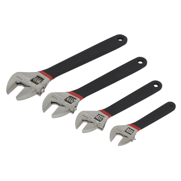 Adjustable Wrench Set Ni-Fe Finish 4pc