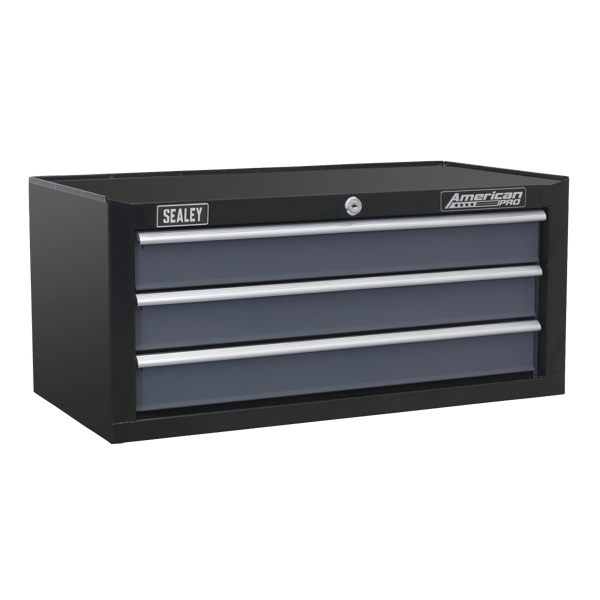 American PRO(R) Mid-Box Tool Chest 3 Drawer - Black/Grey