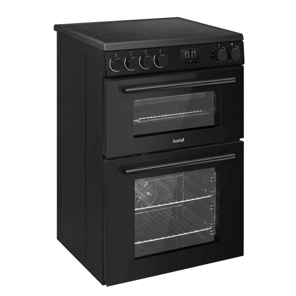 Baridi 60cm Freestanding Cooker with 99L Double Cavity & Ceramic Hob - Black