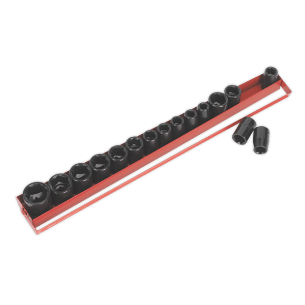 Metric/Imperial Impact Socket Set 1/2"Sq Drive 16pc