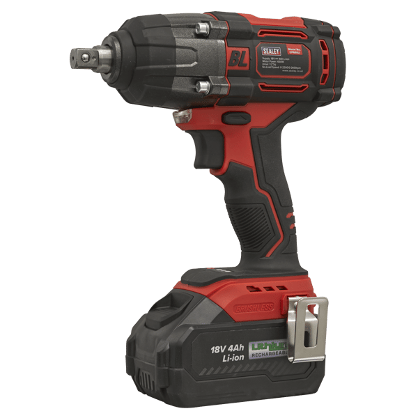 1/2"Sq Drive Cordless Brushless Impact Wrench 18V 4Ah