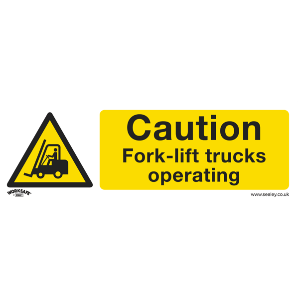 Caution Fork-Lift Trucks Safety Sign - Self-Adhesive Vinyl