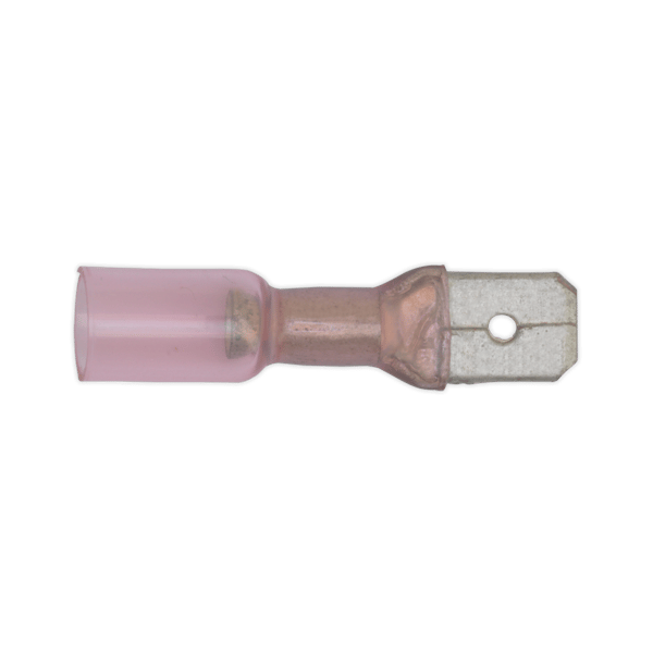 Heat Shrink Push-On Male Terminal 6.3mm, Red - Pack of 25