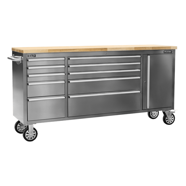 Mobile Stainless Steel Tool Cabinet & Cupboard 10 Drawer