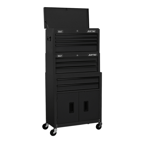 American PRO® Topchest, Mid-Box Tool Chest & Rollcab Stack 9 Drawer - Black