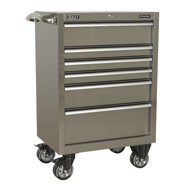 Heavy-Duty Rollcab 6 Drawer 675mm - Stainless Steel