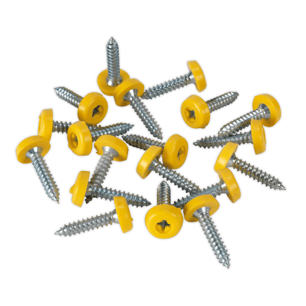 Numberplate Screw with Plastic Enclosed Head 4.8 x 24mm, Yellow - Pack of 50