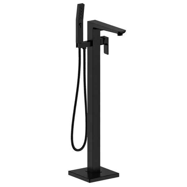 Baridi Freestanding Bath Mixer Tap with Shower - Matt Black