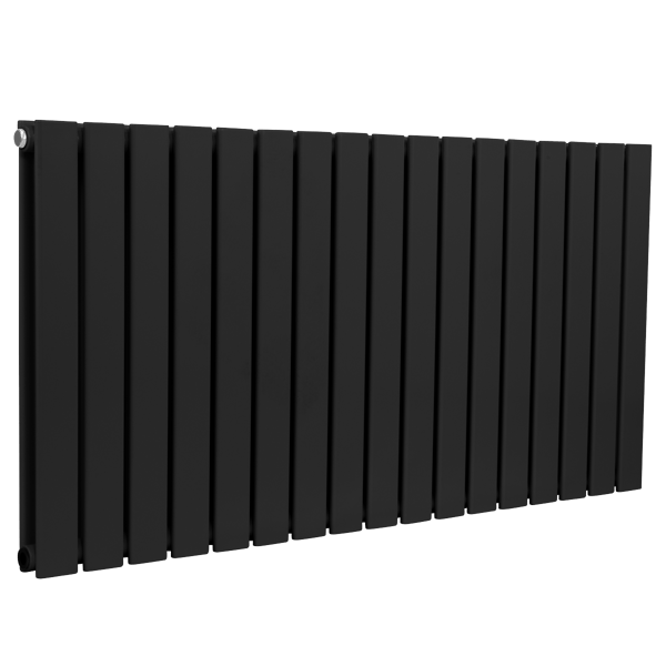 Baridi Horizontal Radiator Contemporary Double Flat Panel Design 600 x 1190mm – Black