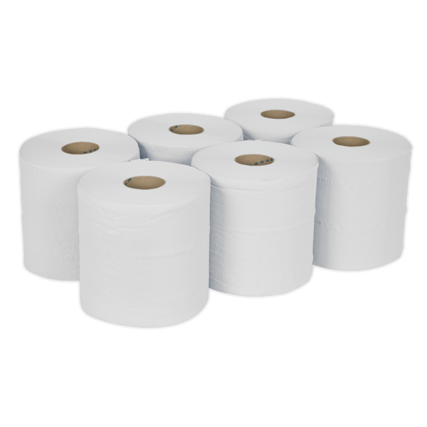 2-Ply Embossed White Paper Roll 150m - Pack of 6