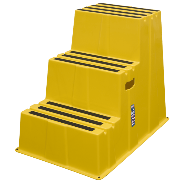 Heavy-Duty 3-Step Safety Steps with Anti-Slip Treads 150kg Capacity, Yellow - EN 14183