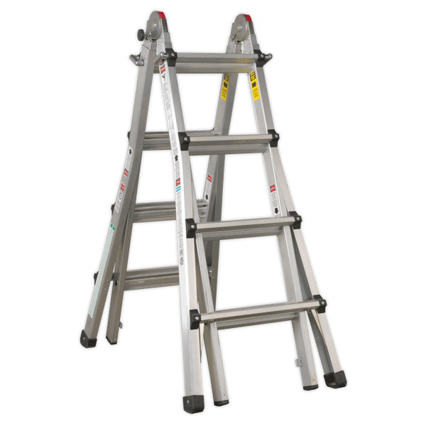 Aluminium 4-Way Telescopic Adjustable-Height Ladder - EN 131