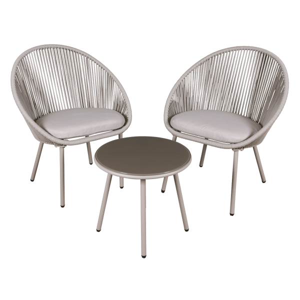 Como Steel Bistro Set with Tempered Glass Tabletop 3pc
