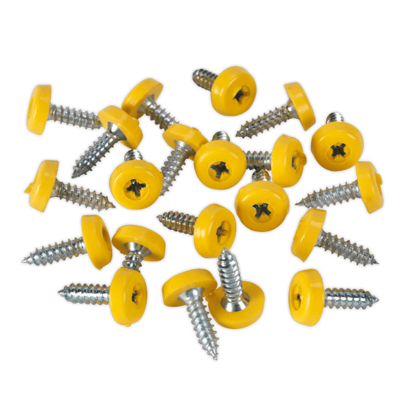 Numberplate Screw with Plastic Enclosed Head 4.8 x 18mm, Yellow - Pack of 50