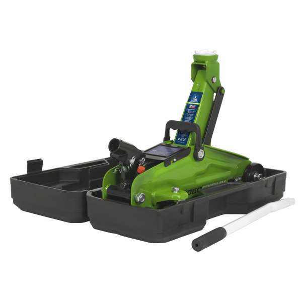 Short Chassis Trolley Jack with Storage Case 2 Tonne - Green