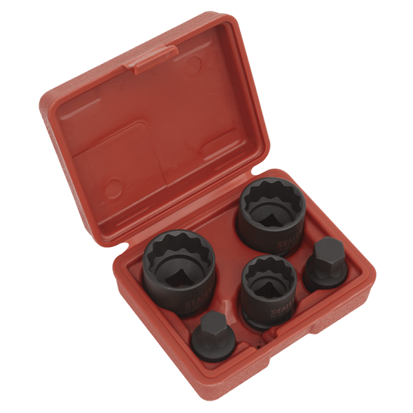 Impact Hub Socket & Socket Bit Set 1/2"Sq Drive 12-Point 5pc