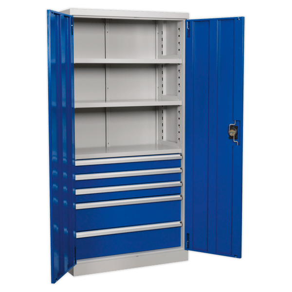 Industrial(TM) Cabinet with 5 Drawers & 3 Shelves 1800mm