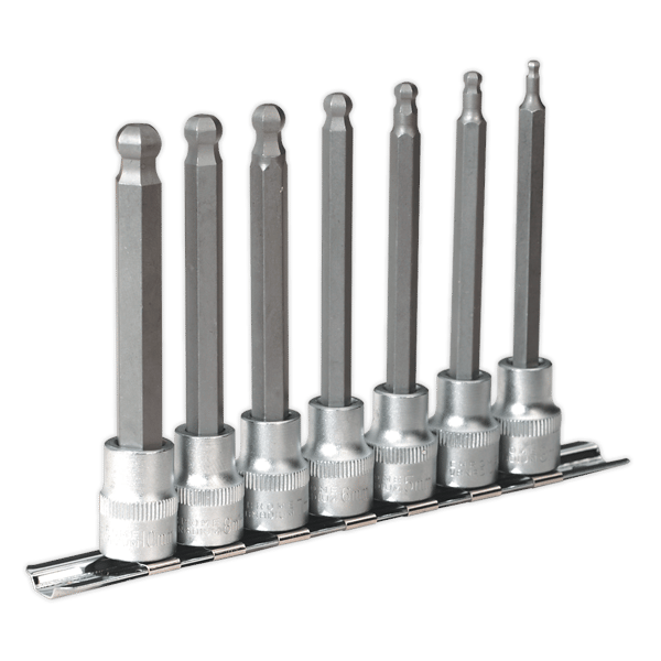 Ball-End Hex Socket Bit Set 3/8"Sq Drive 7pc