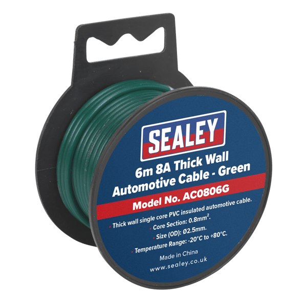 8A Thick Wall Automotive Cable 6m - Green