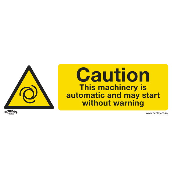 Caution Automatic Machinery Safety Sign - Self-Adhesive Vinyl