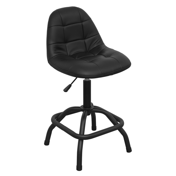 Industrial Pneumatic Workshop Stool with Adjustable Height Swivel Seat & Back Rest