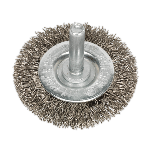 50mm Crimped Flat Wire Brush with 6mm Shaft