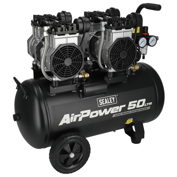 50L Low Noise Oil Free Direct Drive Air Compressor 2 x 2hp