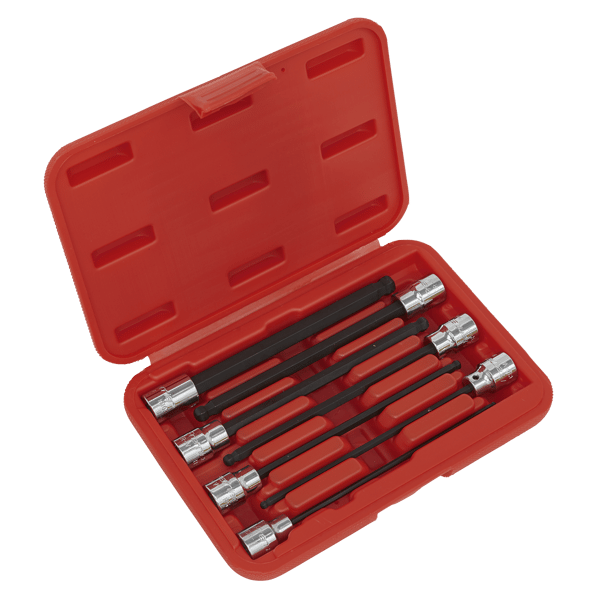 Ball-End Hex Socket Bit Set 3/8"Sq Drive 7pc