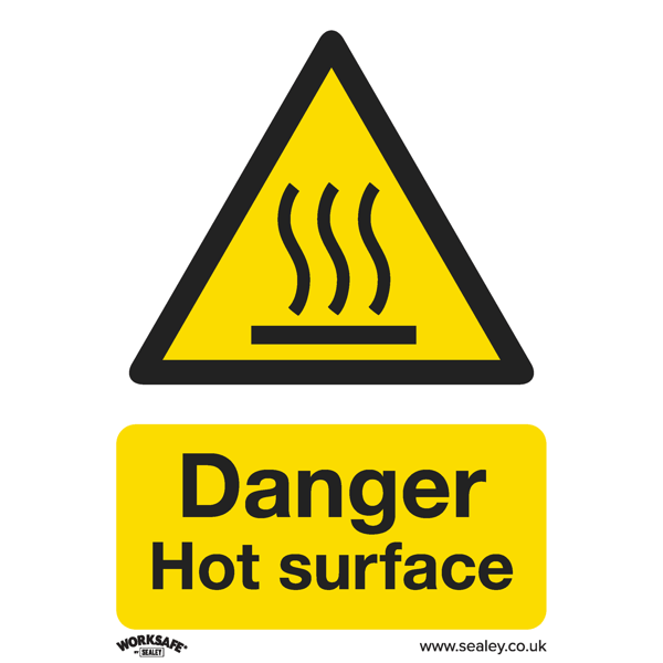 Danger Hot Surface Safety Sign, Rigid Plastic - Pack of 10