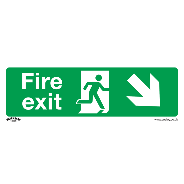 Fire Exit (Down Right) Safety Sign - Self-Adhesive Vinyl