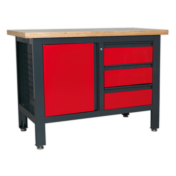 Workbench with 3 Drawers & Cupboard