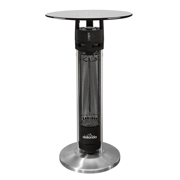 Bistro Table with 1600W Heater, 95cm, Black/Stainless Steel