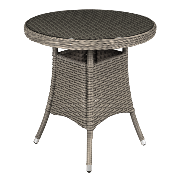 Chester Rattan Wicker Round Outdoor Table with Tempered Glass Top