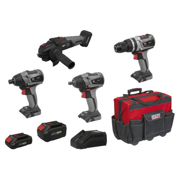 4 x SV20 Series Cordless Brushless Power Tool Kit 20V - 2 Batteries