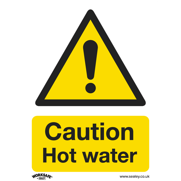 Caution Hot Water Safety Sign- Rigid Plastic