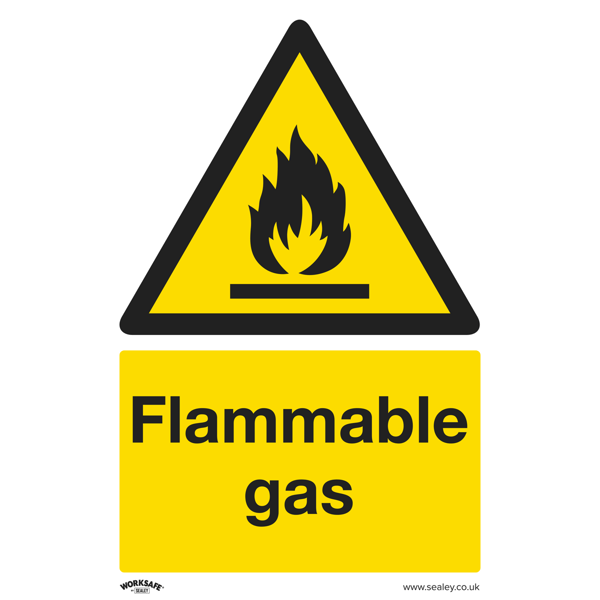 Flammable Gas Safety Sign - Self-Adhesive Vinyl